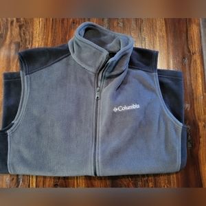 COLUMBIA MEN'S FLEECE VEST GRAY/BLACK SZ M EXCELLENT CONDITION